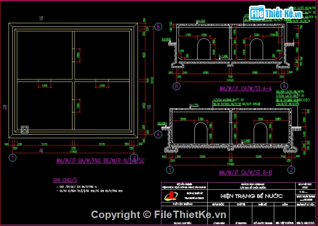 Bản vẽ cải tạo bể Ngầm cũ,Bản vẽ autocad,bể ngầm cũ